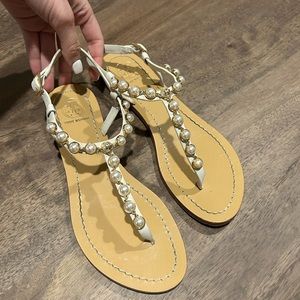 Tory Burch T Strap Emmy Pearl Sandal sz 6.5